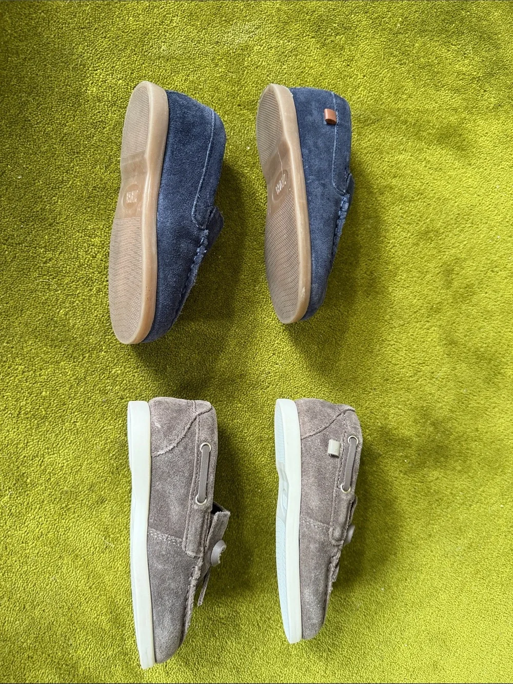 ZARA Kids Suede Slip-On Loafers in Navy and Taupe
